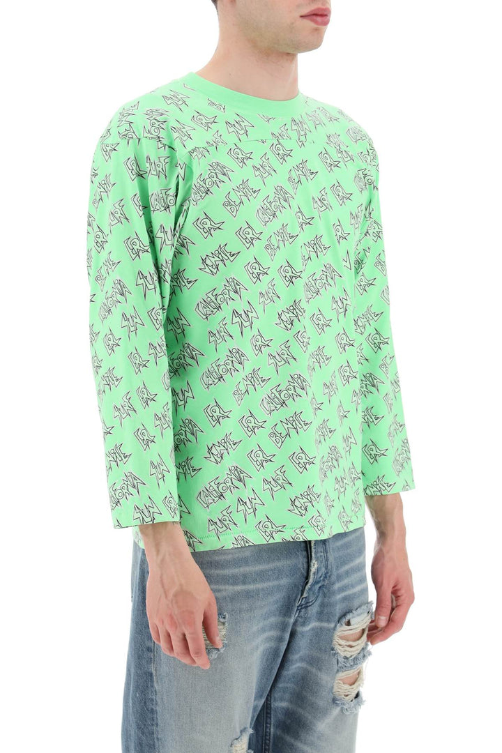 'Waffle' Long Sleeved T Shirt With All Over Print - Erl - Men