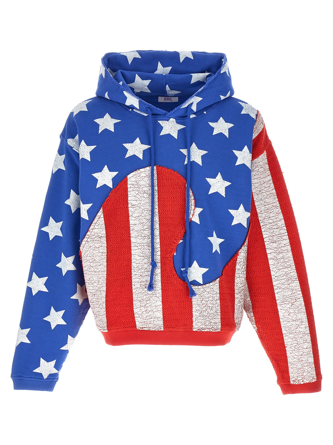 Print Patchwork Hoodie Sweatshirt Multicolor