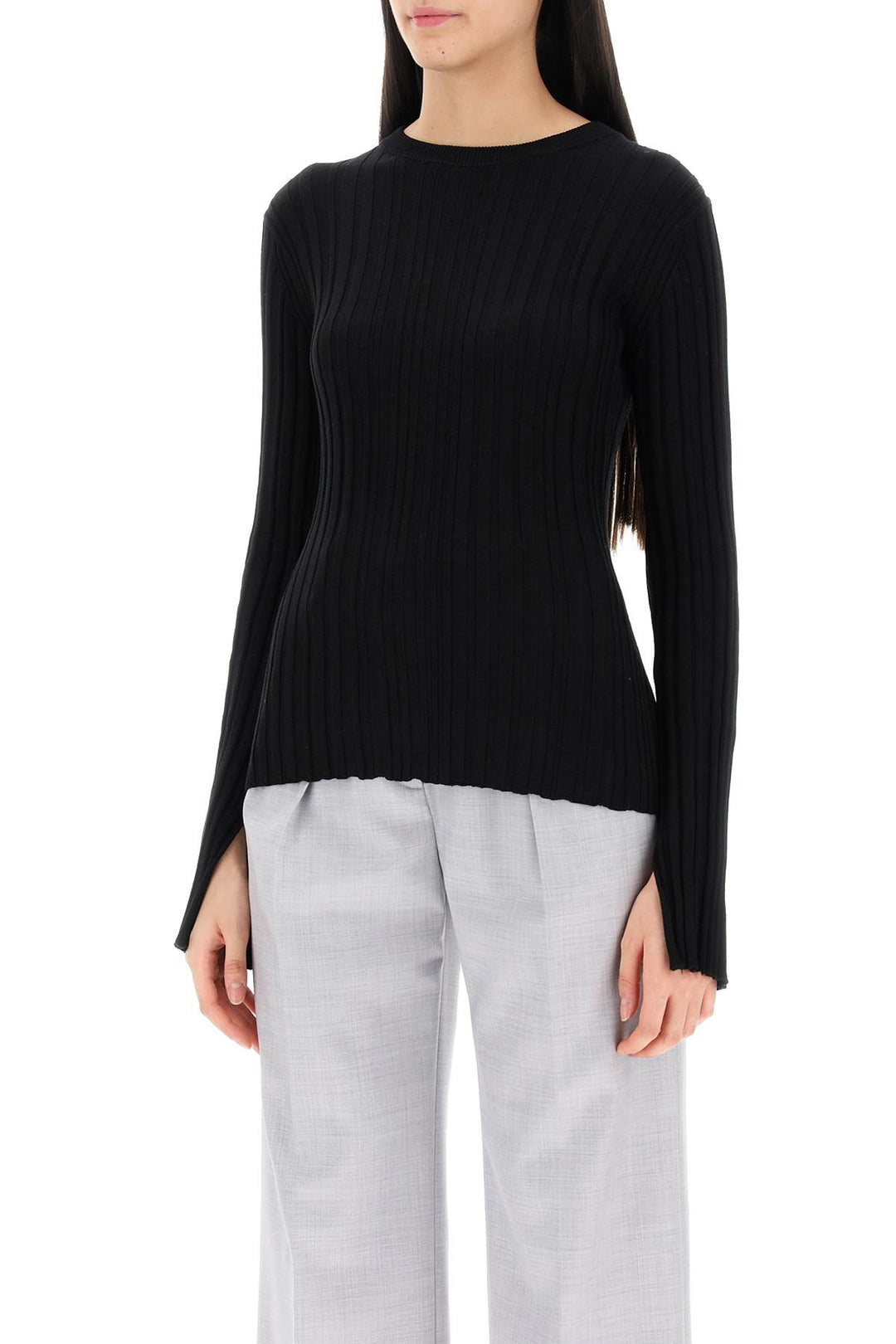 Evie Ribbed Crew Neck Sweater - Loulou Studio - Women