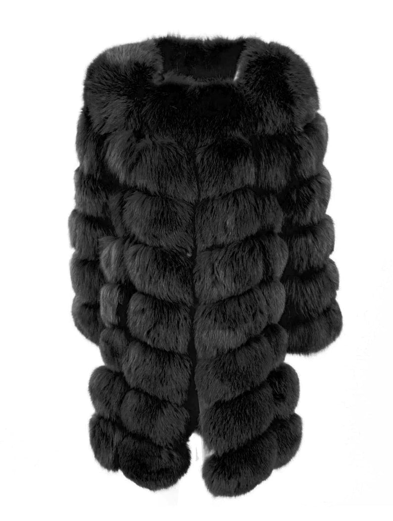 Extra Black Fox Fur Jacket