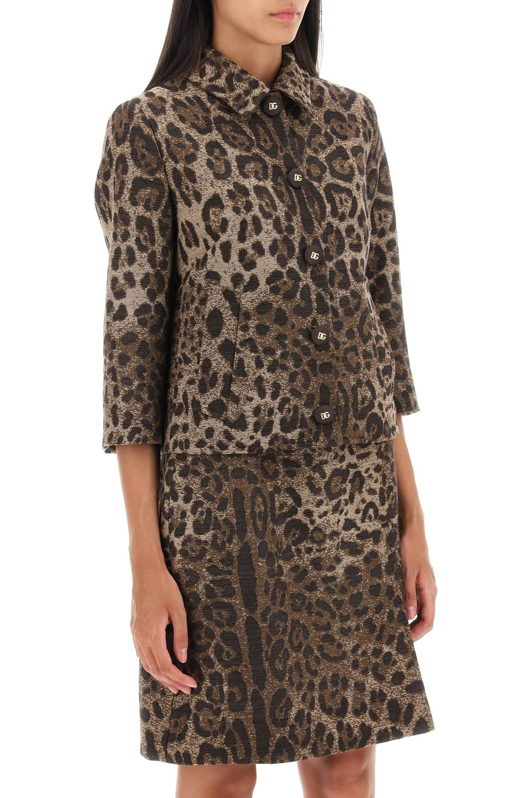 Wool Jacquard Bolero Jacket With Leopard Motif - Dolce & Gabbana - Women