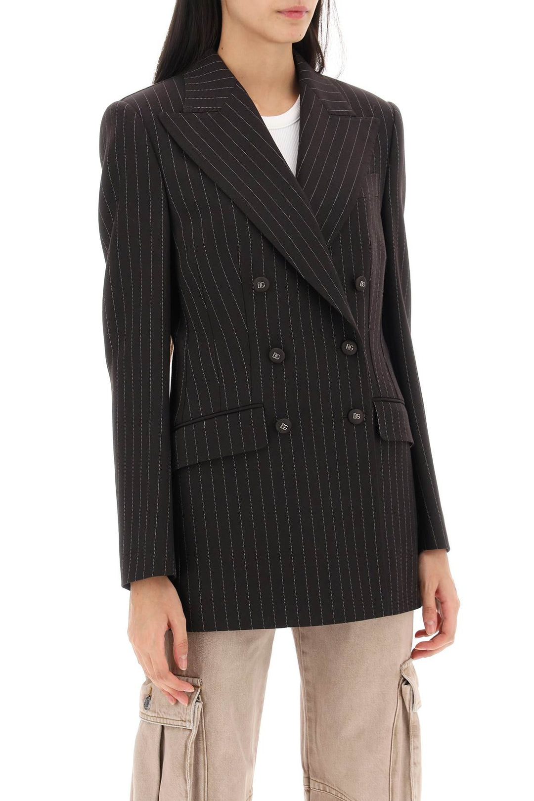 Pinstriped Turlington Jacket - Dolce & Gabbana - Women