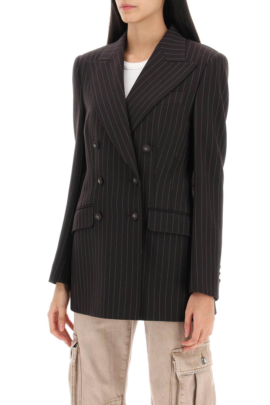 Pinstriped Turlington Jacket - Dolce & Gabbana - Women