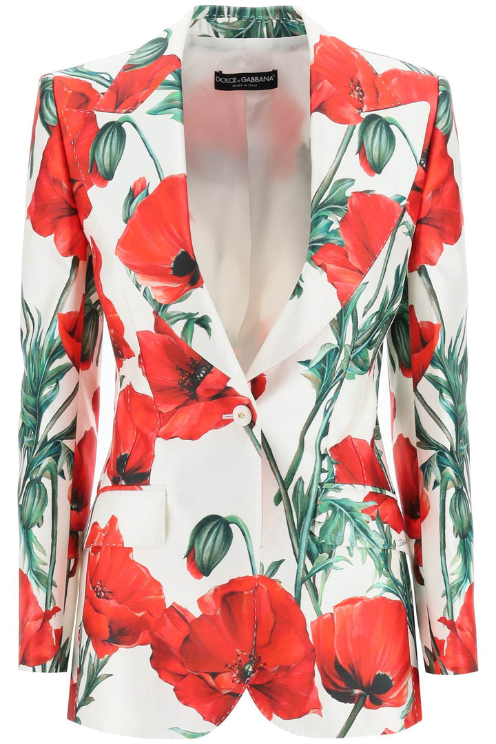 Poppy Print Shantung Turlington Jacket - Dolce & Gabbana - Women