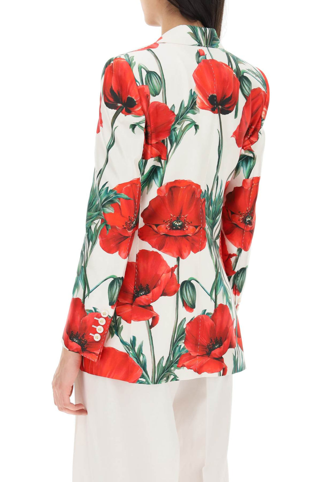 Poppy Print Shantung Turlington Jacket - Dolce & Gabbana - Women