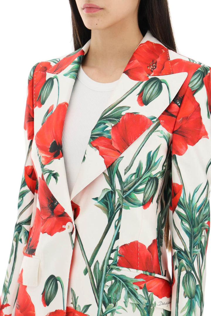 Poppy Print Shantung Turlington Jacket - Dolce & Gabbana - Women