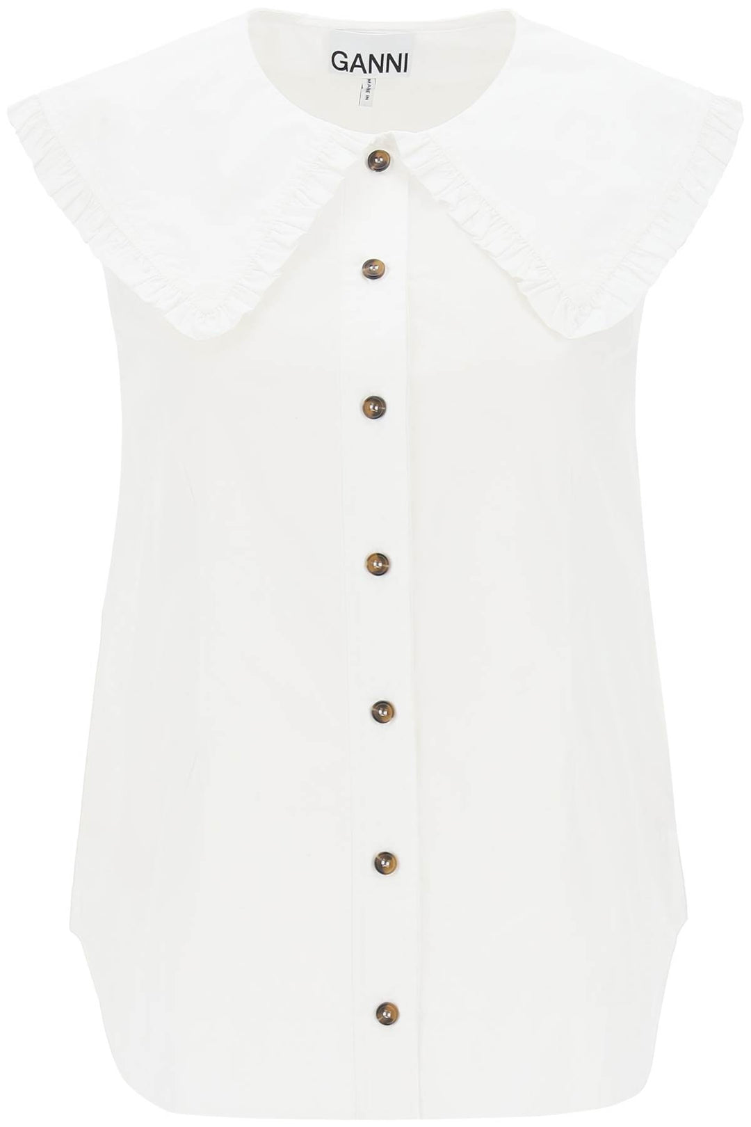 Sleeveless Shirt With Maxi Collar - Ganni - Women