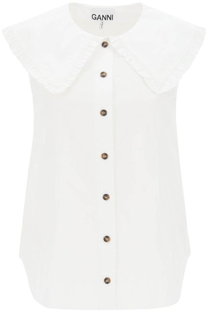 Sleeveless Shirt With Maxi Collar - Ganni - Women