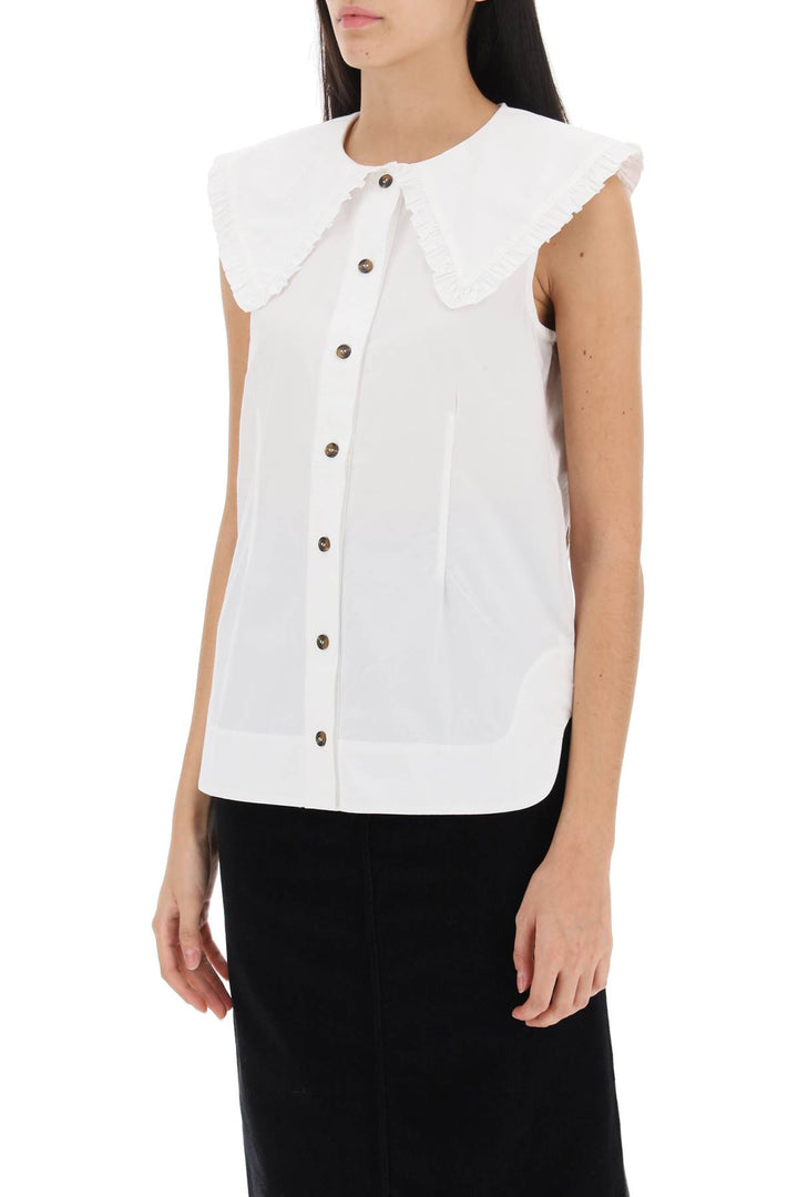 Sleeveless Shirt With Maxi Collar - Ganni - Women