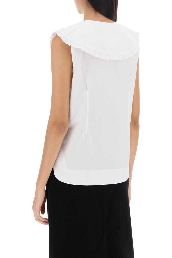 Sleeveless Shirt With Maxi Collar - Ganni - Women