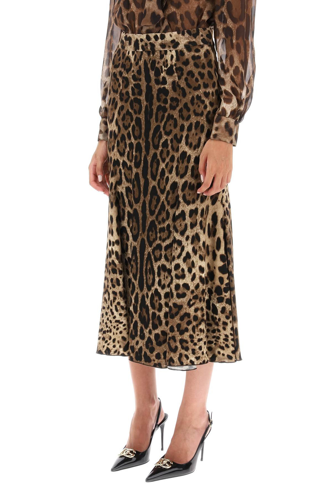 Leopard Print Jersey Midi Skirt - Dolce & Gabbana - Women