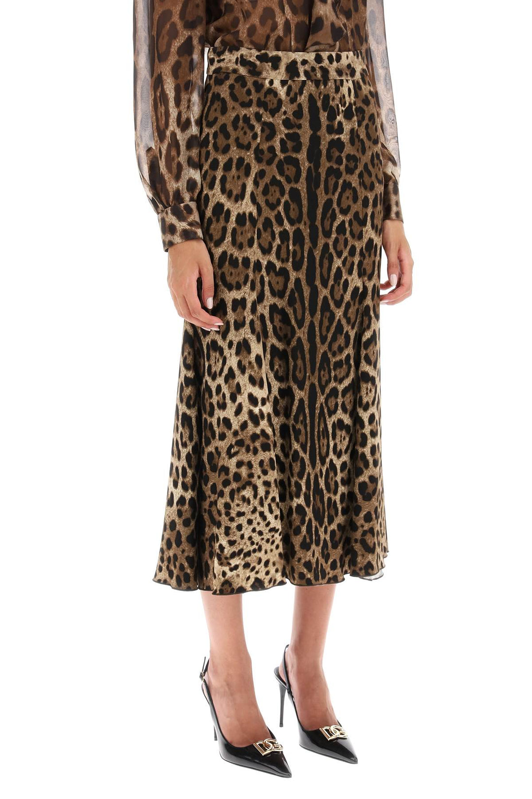 Leopard Print Jersey Midi Skirt - Dolce & Gabbana - Women