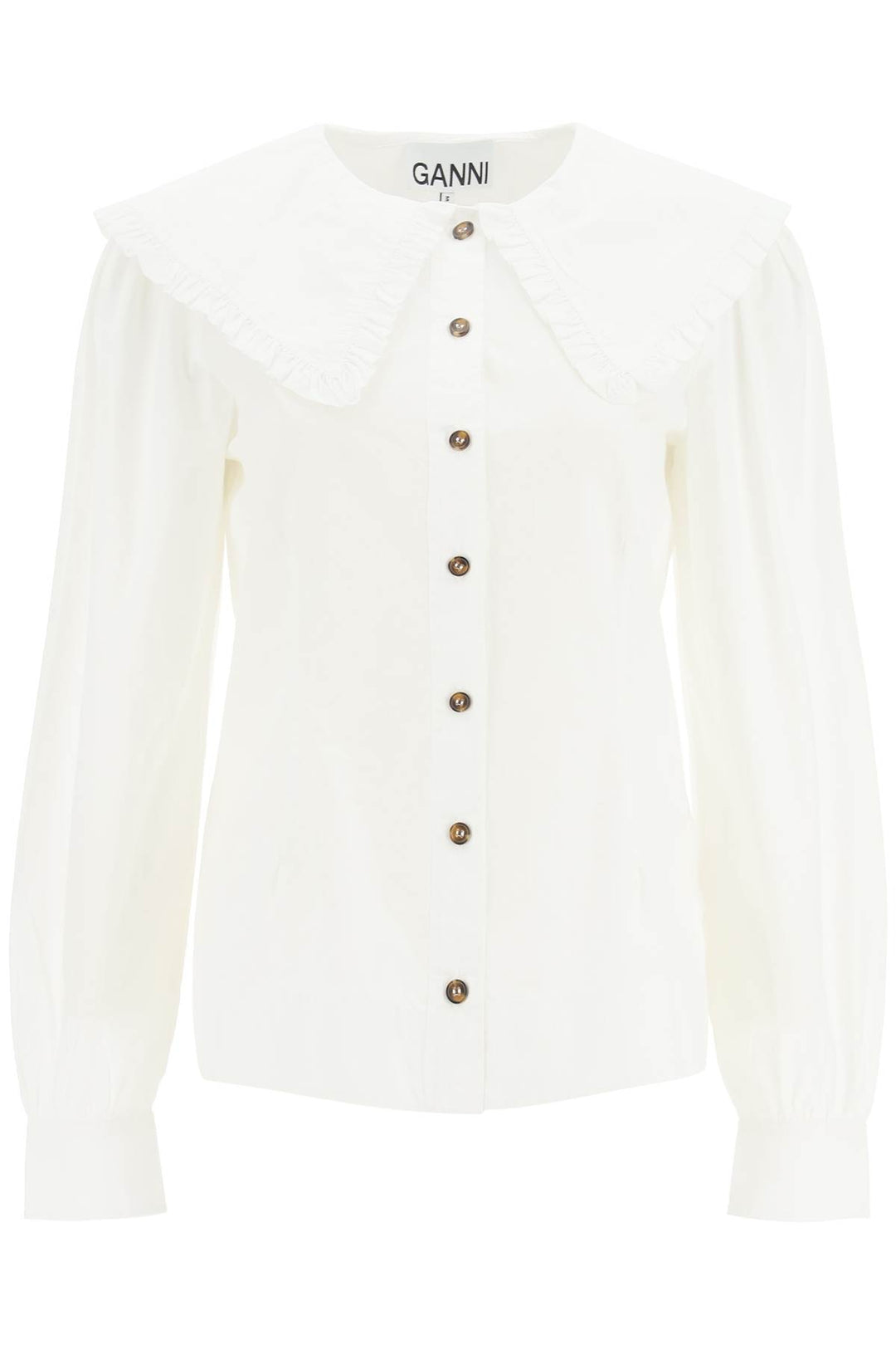 Cotton Shirt With Oversized Collar - Ganni - Women