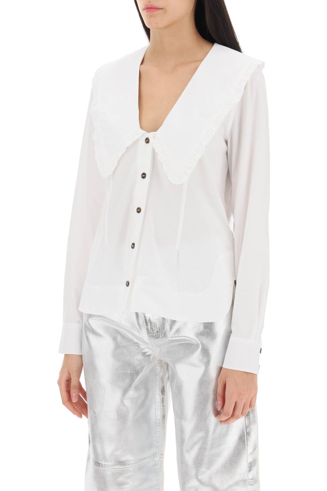 Maxi Collar Shirt - Ganni - Women