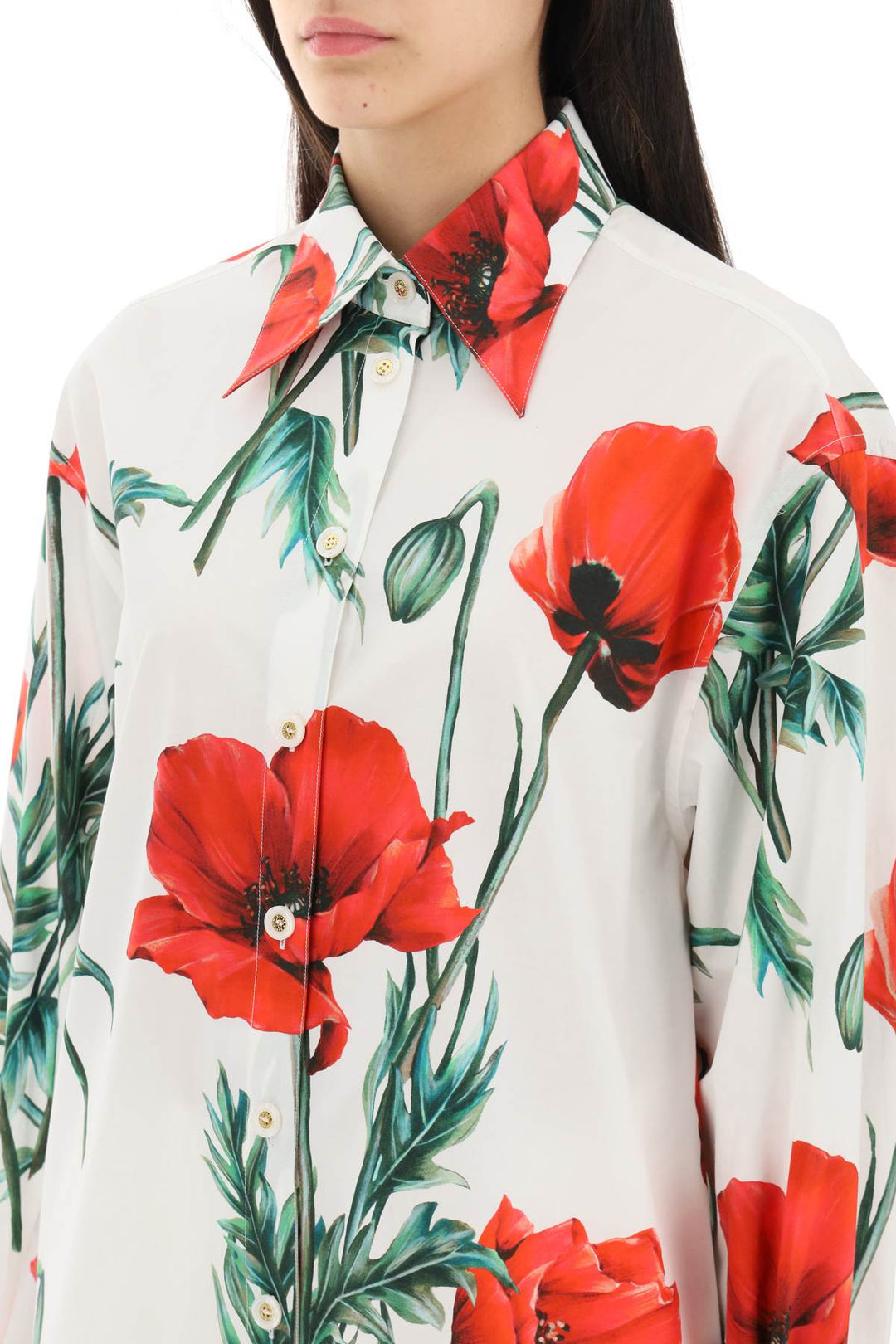 Poppy Print Poplin Shirt - Dolce & Gabbana - Women