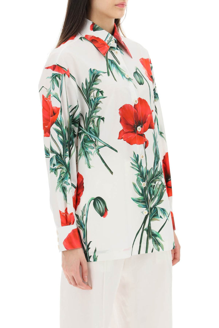 Poppy Print Poplin Shirt - Dolce & Gabbana - Women