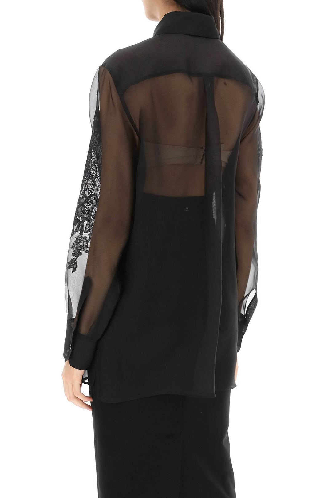 Organza Shirt With Lace Inserts - Dolce & Gabbana - Women