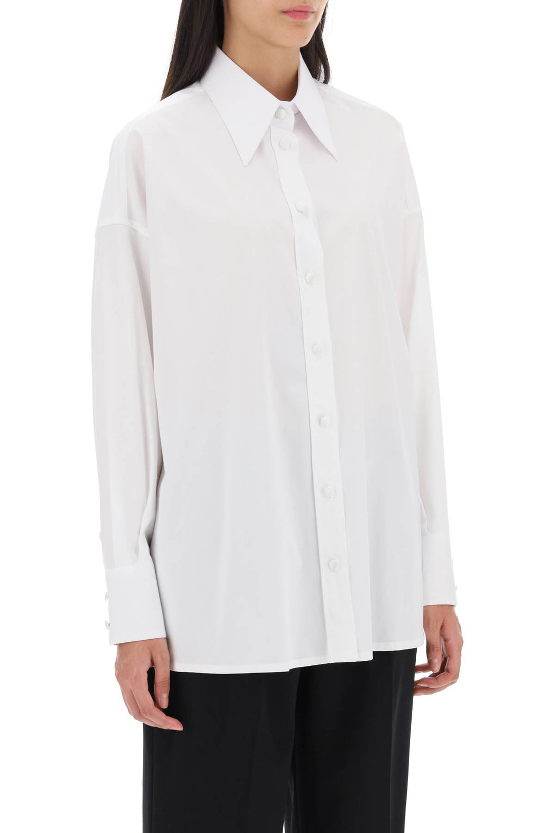 Maxi Shirt With Satin Buttons - Dolce & Gabbana - Women