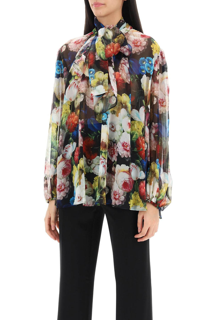 Nocturnal Flower Lavallière Tie Blouse - Dolce & Gabbana - Women