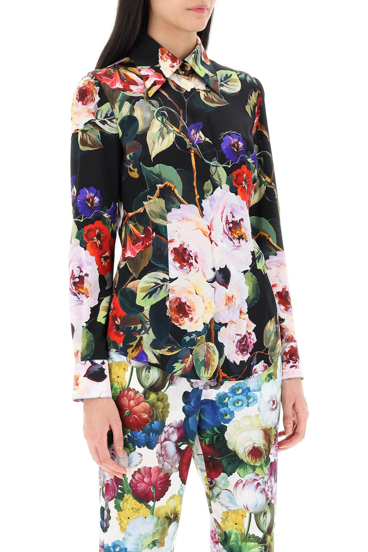 Rose Garden Shirt In Satin - Dolce & Gabbana - Women