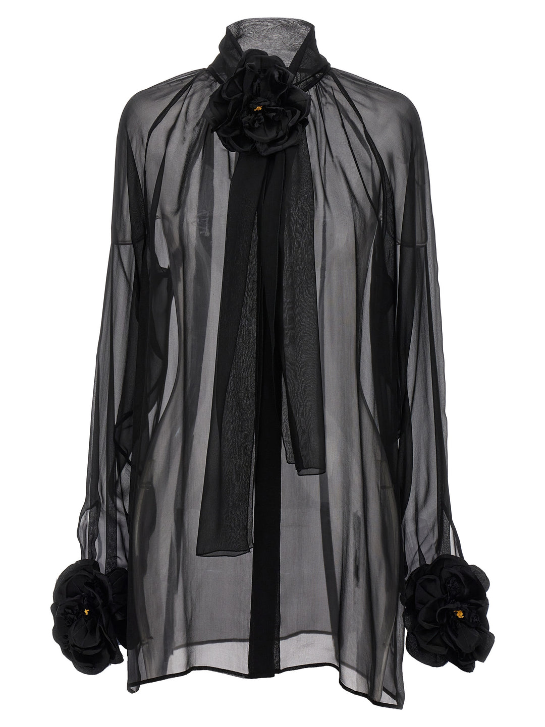 Dolce & Gabbana Rose Chiffon Shirt Shirt and Blouse - Black | 7989f3aa312b41480b80430adf71a9577cec26ef
