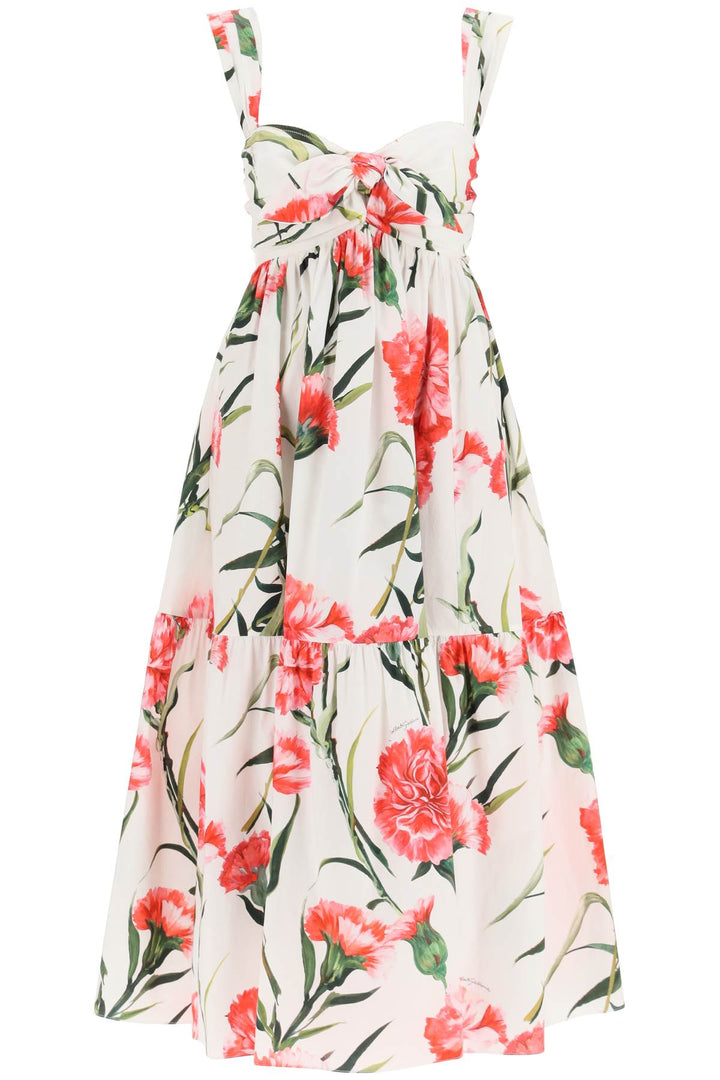 Carnation Print Cotton Midi Dress - Dolce & Gabbana - Women