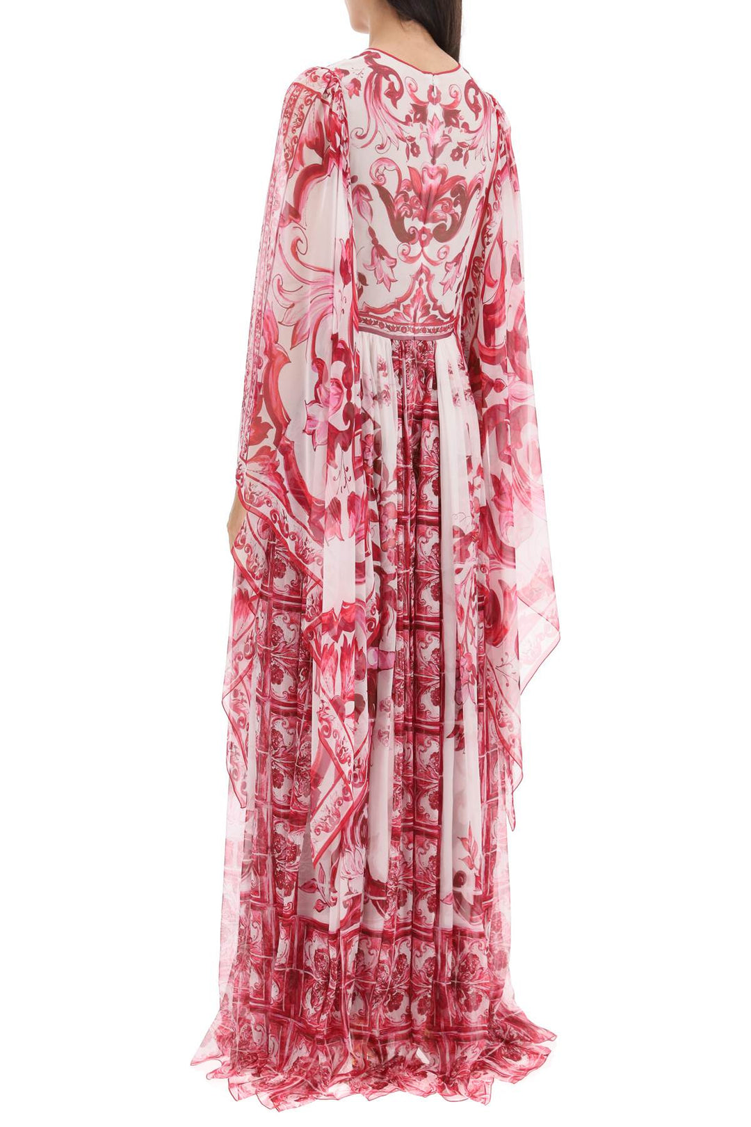 Maxi Dress In Chiffon With 'Maiolica' Pattern - Dolce & Gabbana - Women