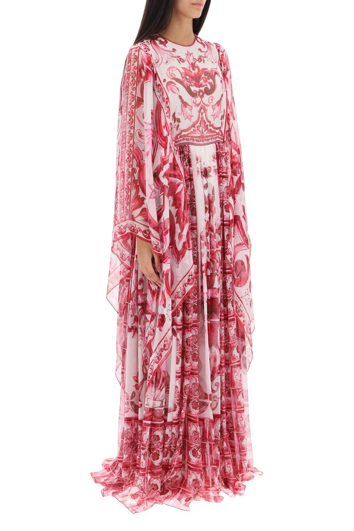 Maxi Dress In Chiffon With 'Maiolica' Pattern - Dolce & Gabbana - Women