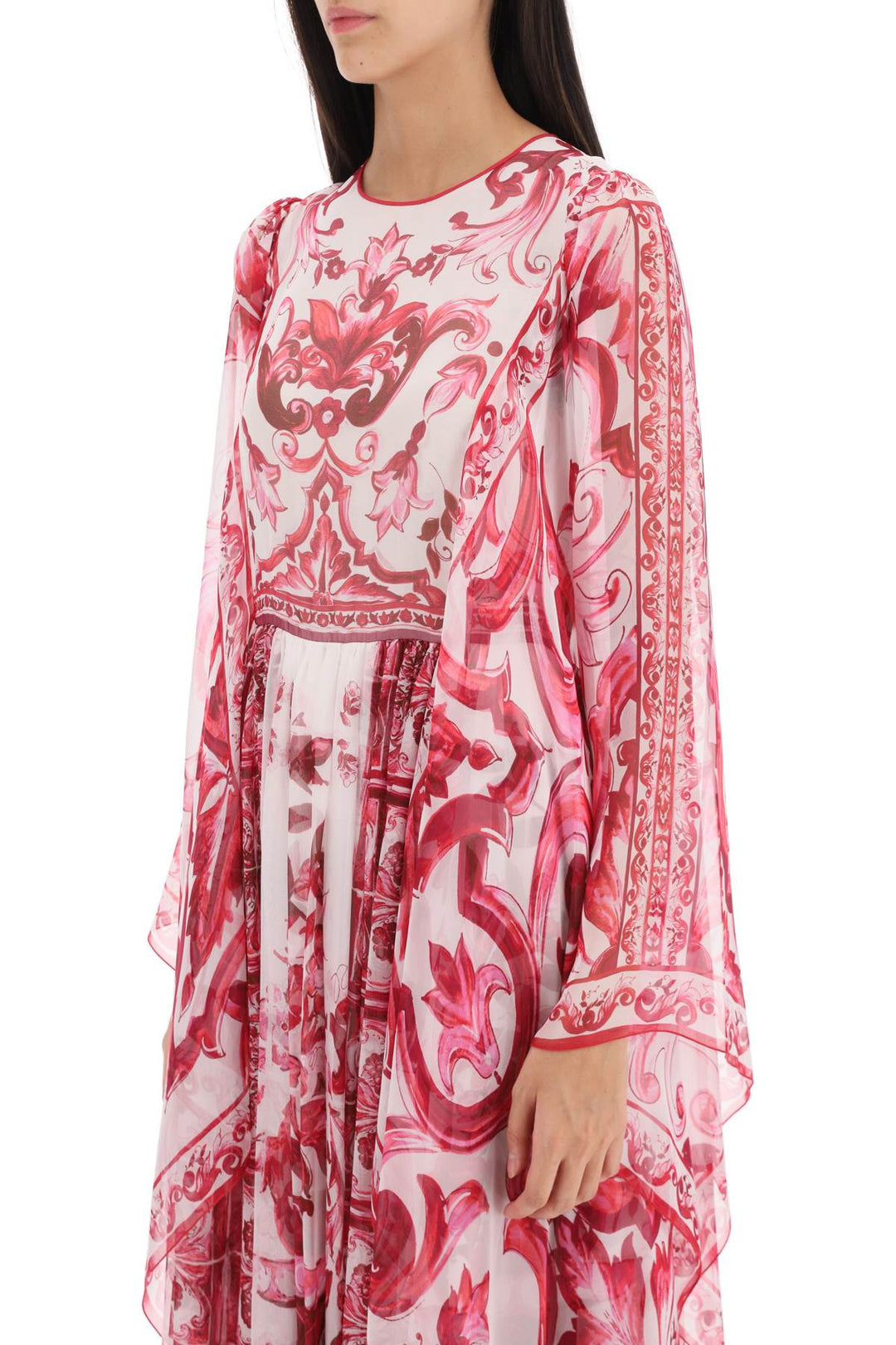 Maxi Dress In Chiffon With 'Maiolica' Pattern - Dolce & Gabbana - Women