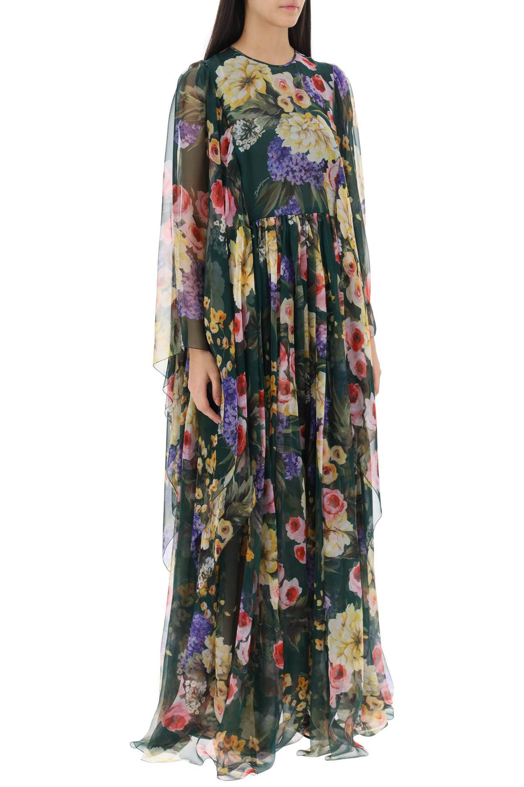 Chiffon Maxi Dress With Garden Print - Dolce & Gabbana - Women