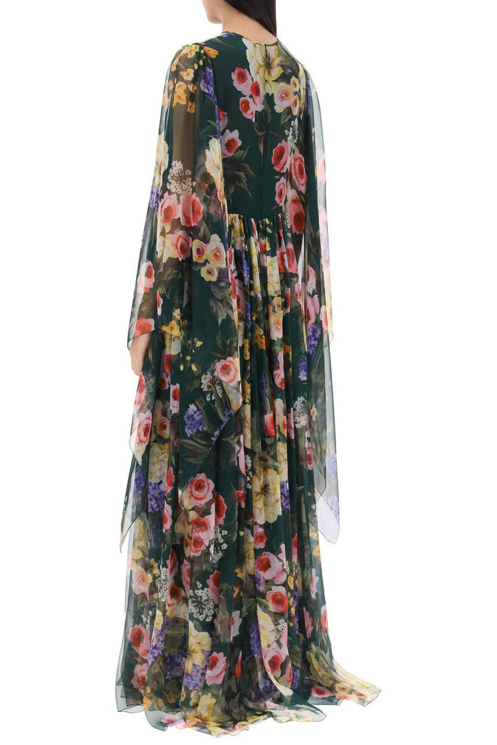 Chiffon Maxi Dress With Garden Print - Dolce & Gabbana - Women