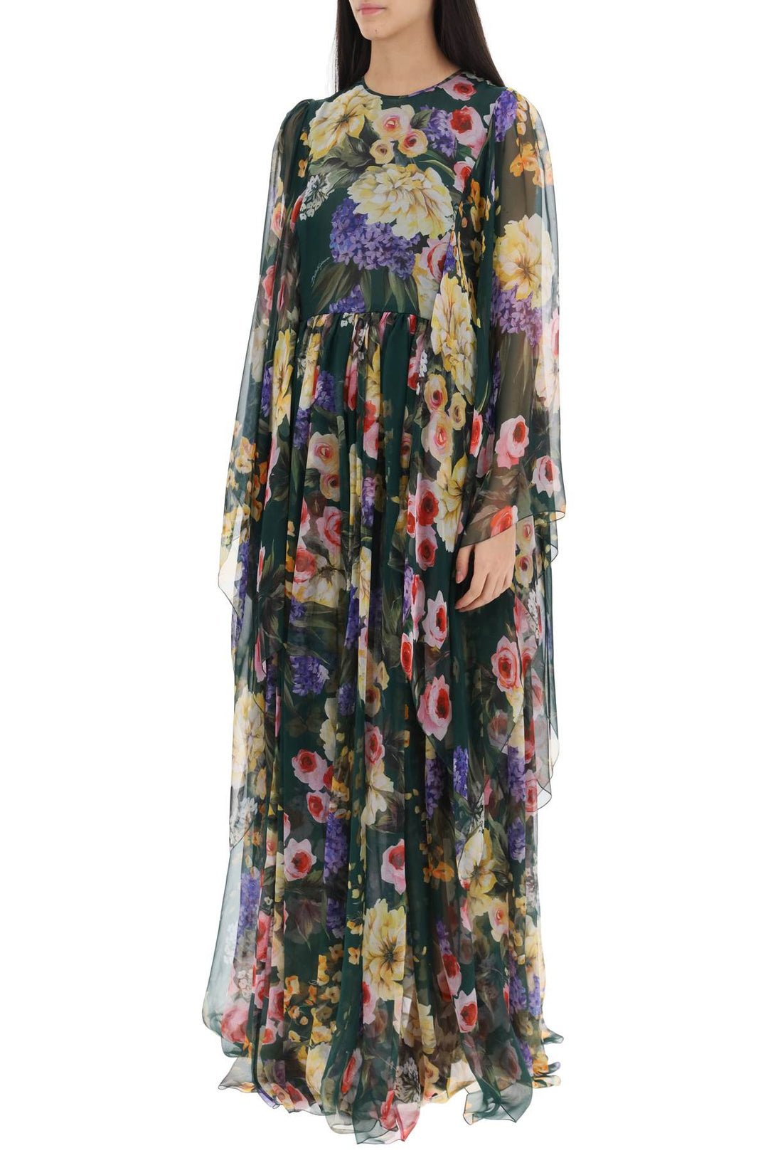 Chiffon Maxi Dress With Garden Print - Dolce & Gabbana - Women