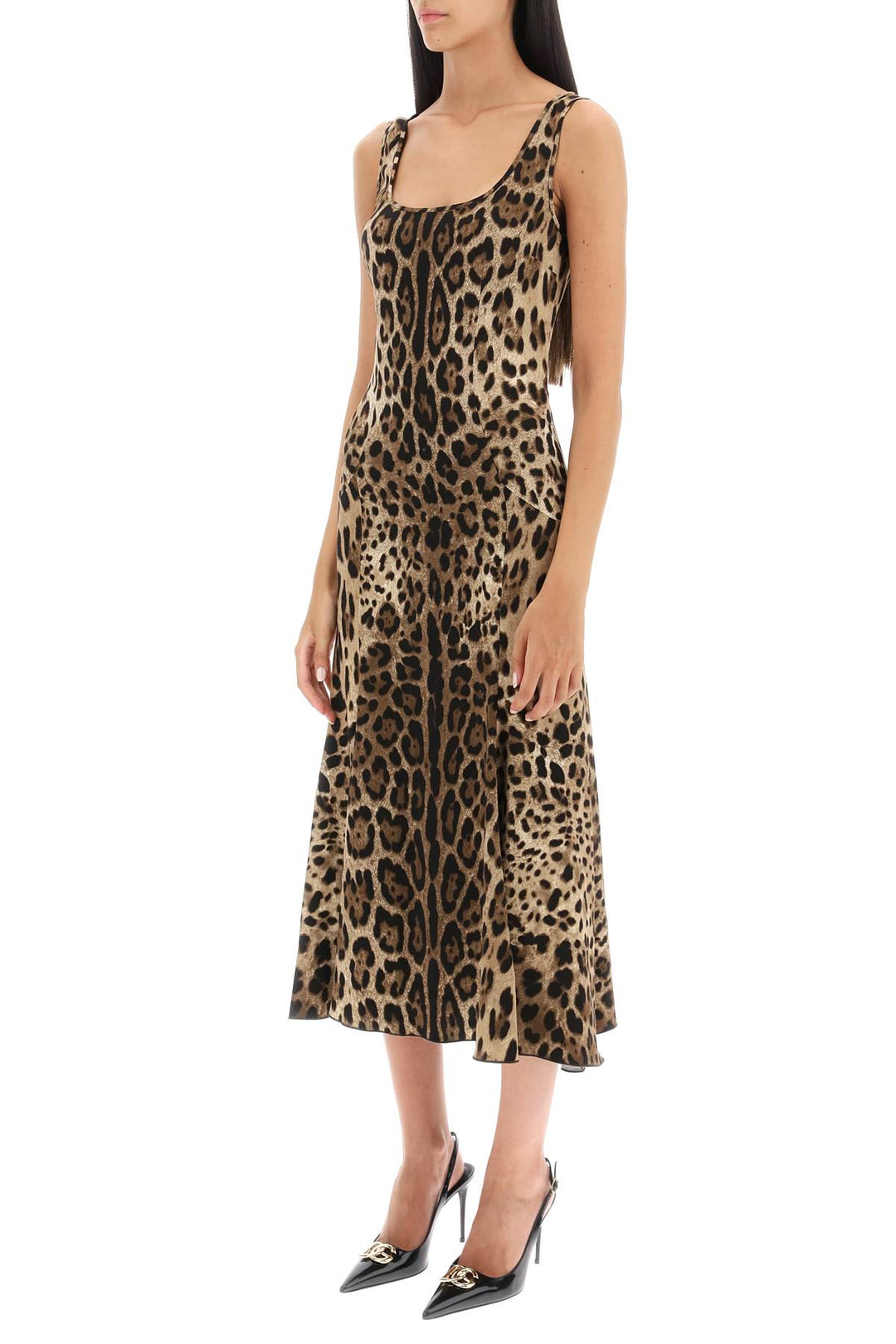 Leopard Print Jersey Midi Dress - Dolce & Gabbana - Women