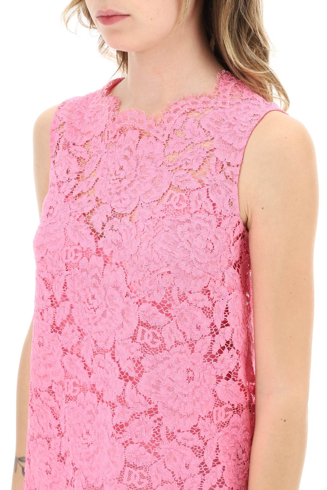 Branded Stretch Lace Top - Dolce & Gabbana - Women