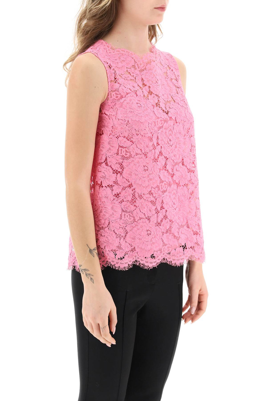 Branded Stretch Lace Top - Dolce & Gabbana - Women