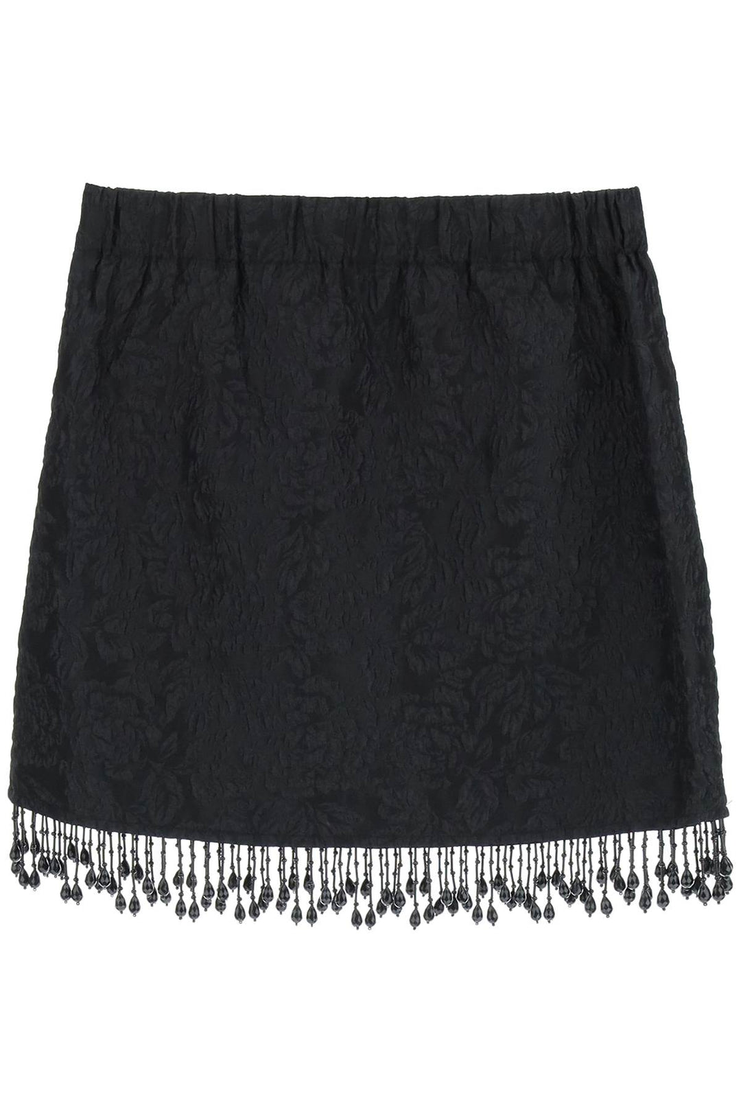 Jacquard Mini Skirt With Bead Fringes - Ganni - Women