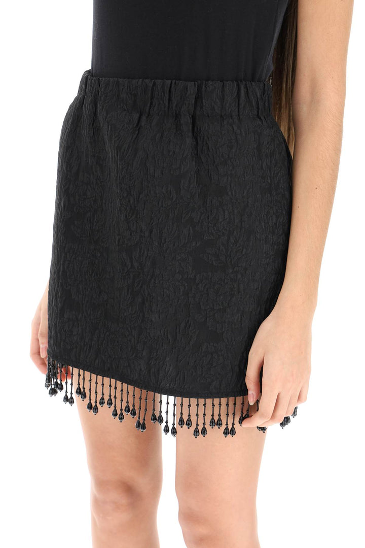 Jacquard Mini Skirt With Bead Fringes - Ganni - Women