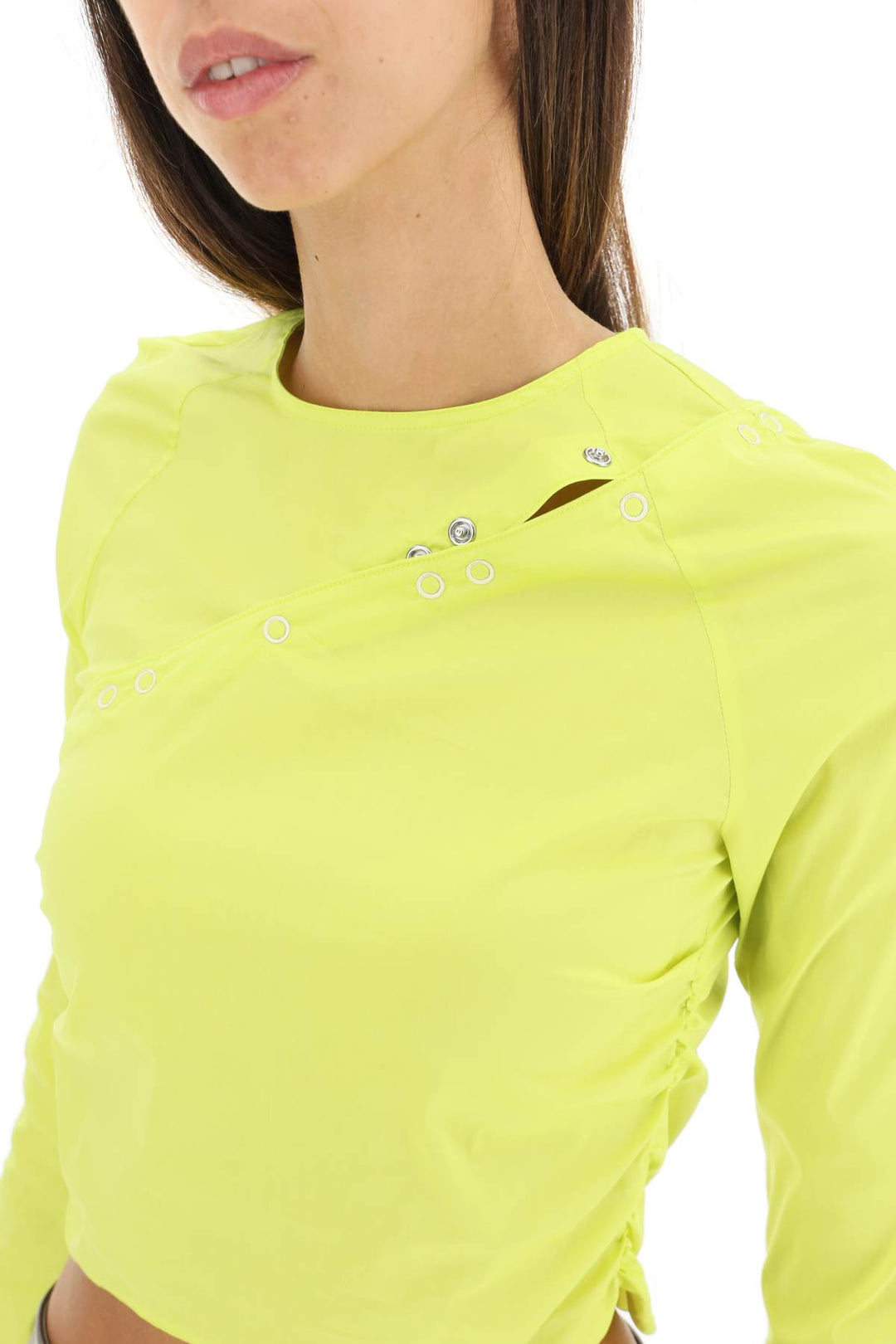 Convertible Cropped Top In Stretch Poplin - Ganni - Women