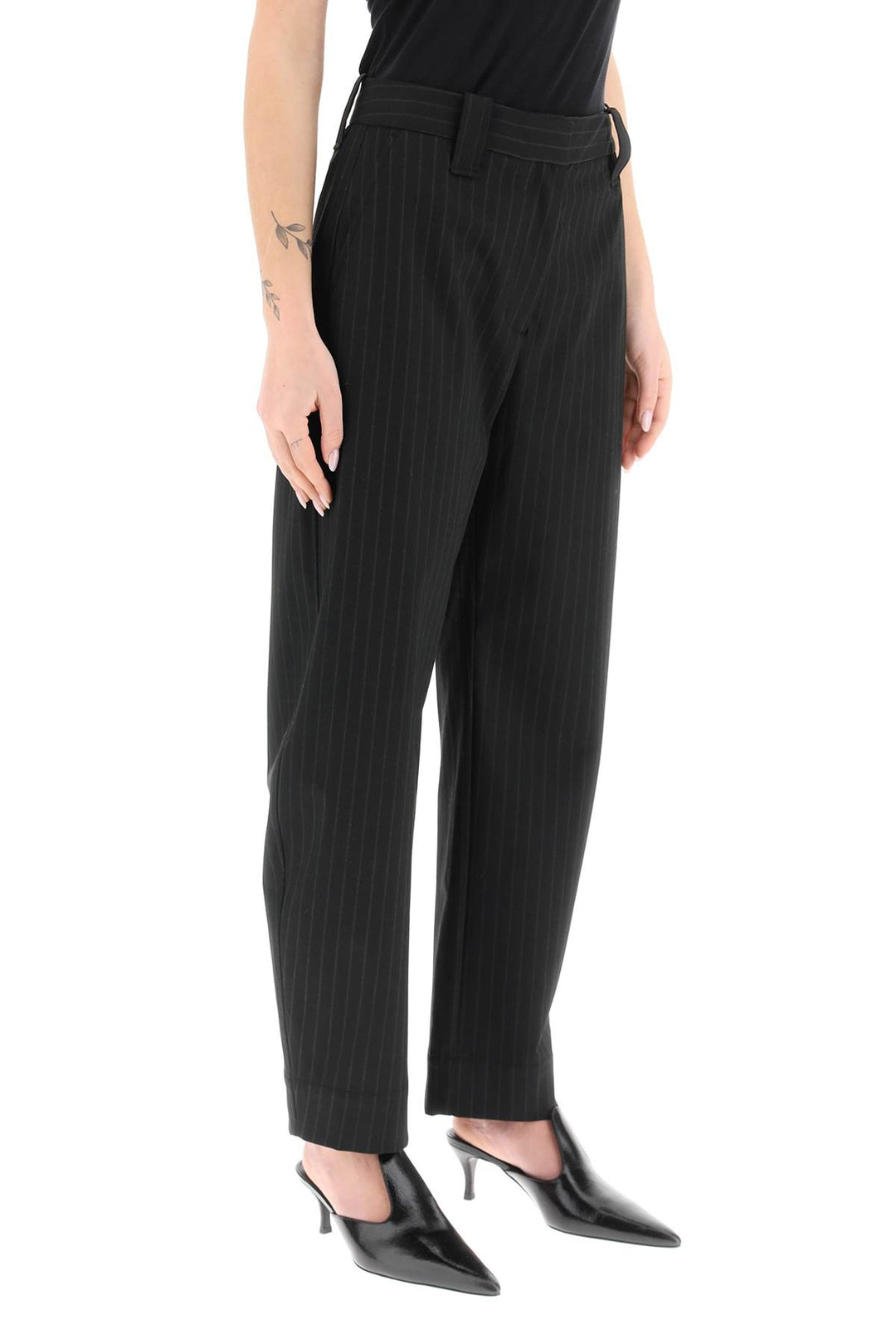 Pinstriped Carrot Pants - Ganni - Women