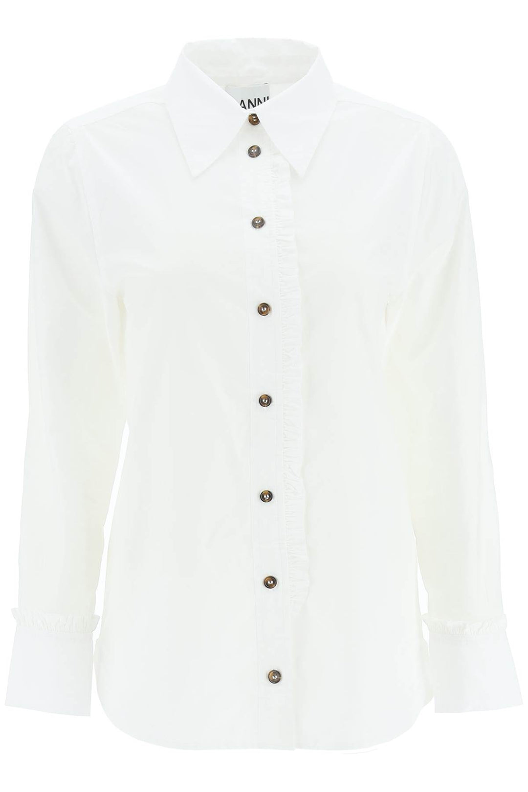 Ruffled Organic Cotton Shirt - Ganni - Women