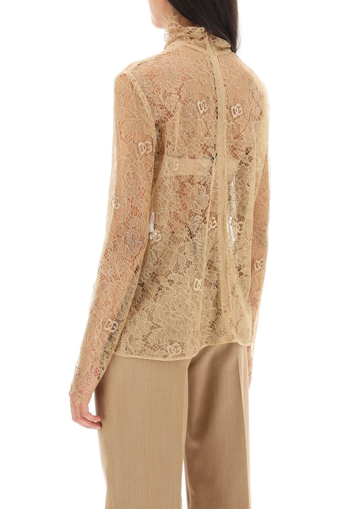 Blouse In Logoed Floral Lace - Dolce & Gabbana - Women