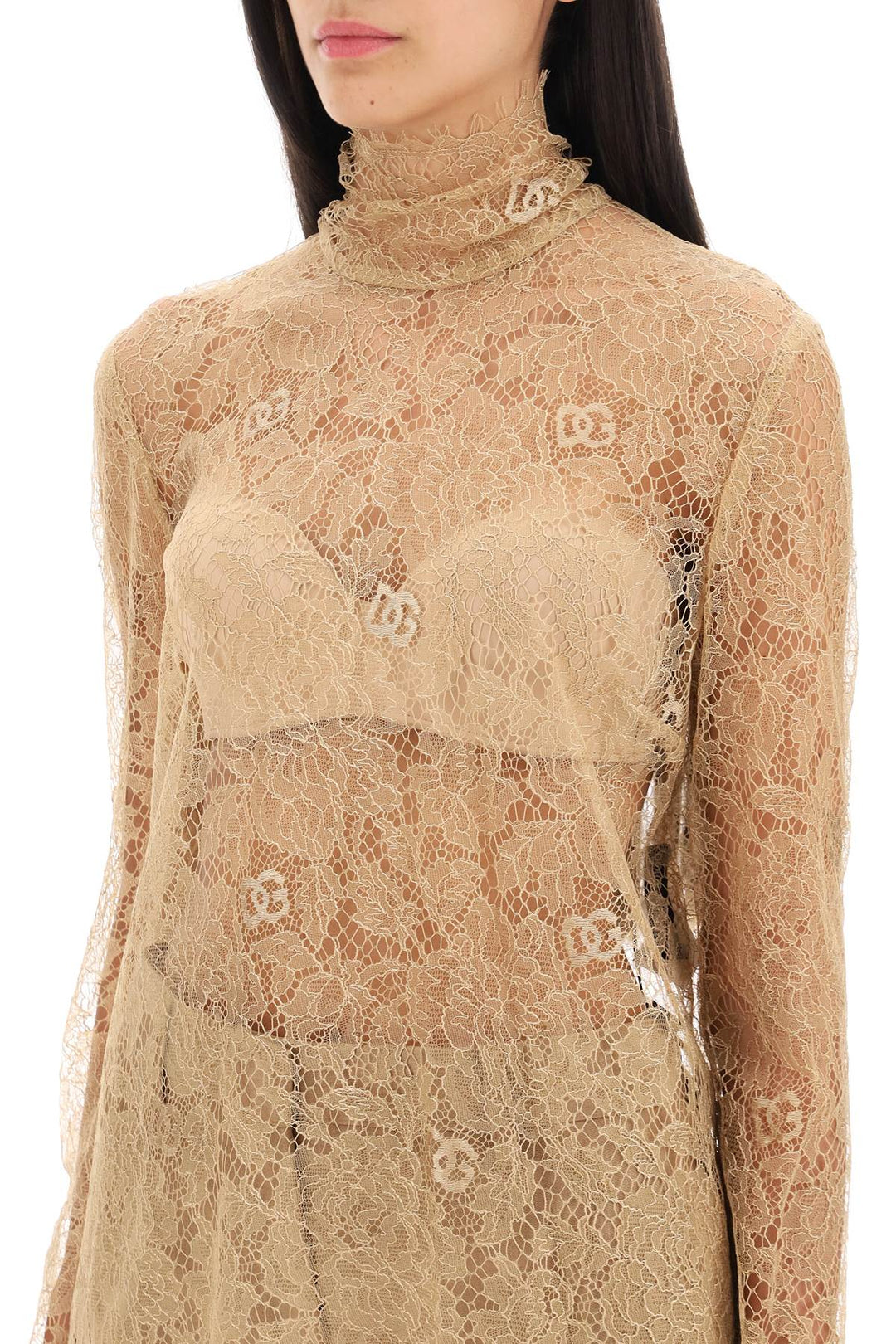 Blouse In Logoed Floral Lace - Dolce & Gabbana - Women