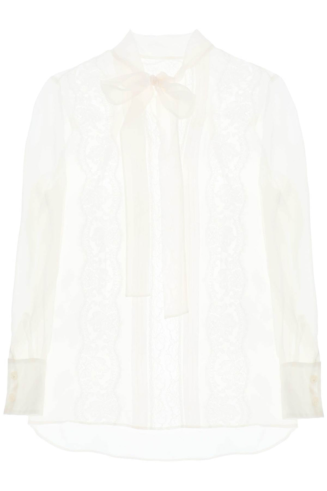 Chiffon Blouse With Lace Inserts - Dolce & Gabbana - Women