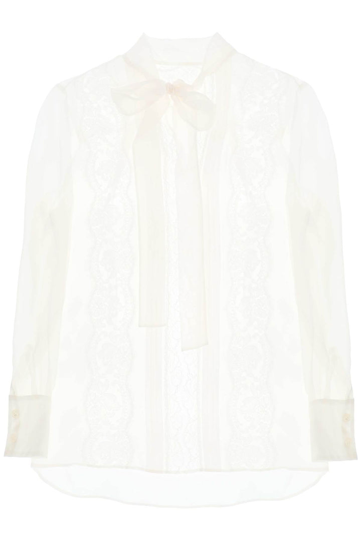 Chiffon Blouse With Lace Inserts - Dolce & Gabbana - Women