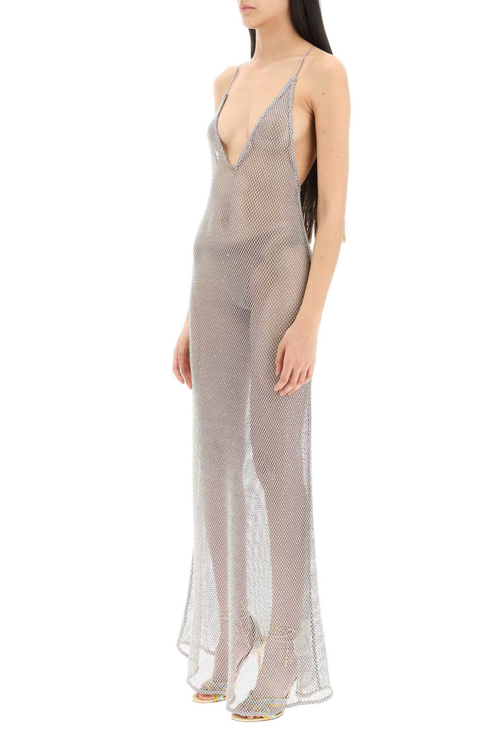 Long Mesh Dress With Crystals - Ganni - Women