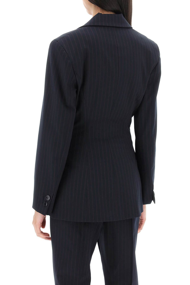 Single Breasted Pinstriped Blazer - Ganni - Women