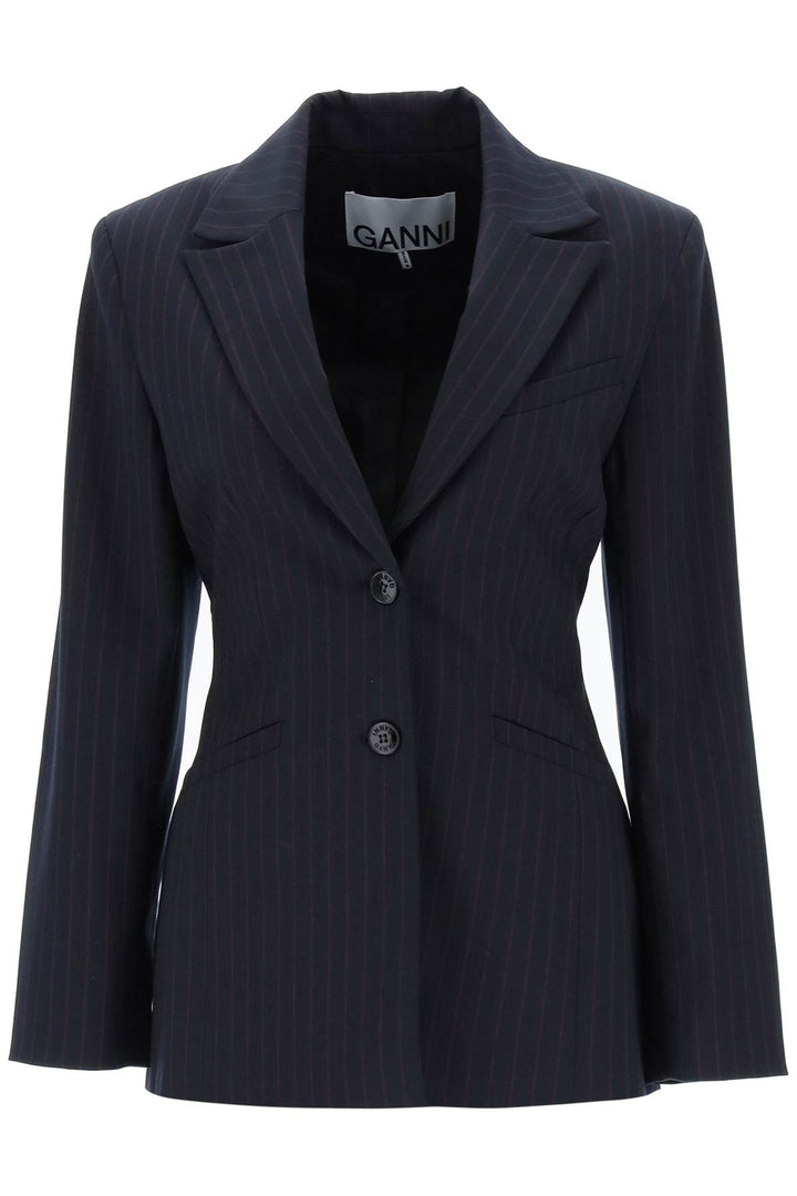 Single Breasted Pinstriped Blazer - Ganni - Women