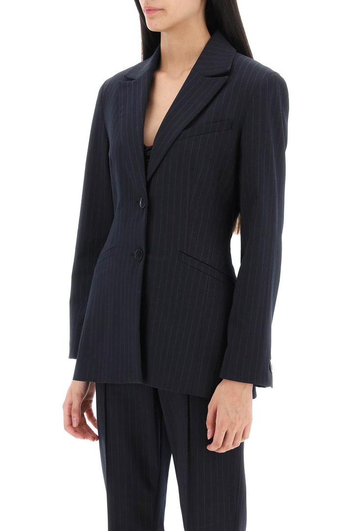 Single Breasted Pinstriped Blazer - Ganni - Women