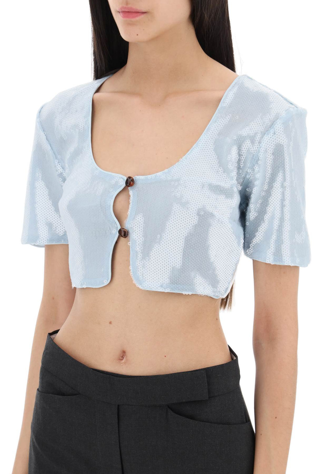 Sequin Cropped Top - Ganni - Women