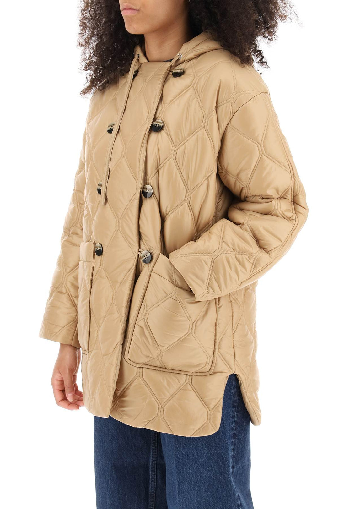 Hooded Quilted Jacket - Ganni - Women